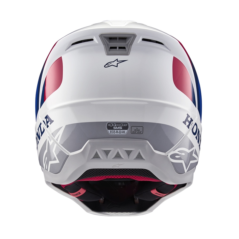 Casco de motocross Alpinestars S-M5 Honda, colección blanco-azul-rojo