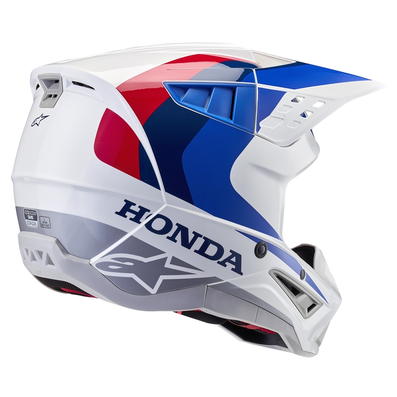 Casco de motocross Alpinestars S-M5 Honda, colección blanco-azul-rojo