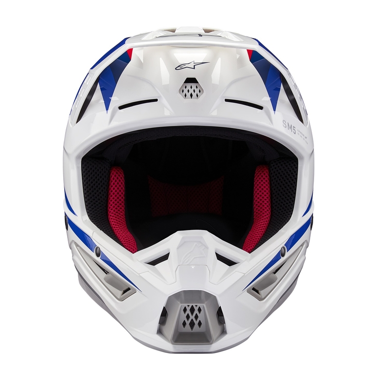 Casco de motocross Alpinestars S-M5 Honda, colección blanco-azul-rojo