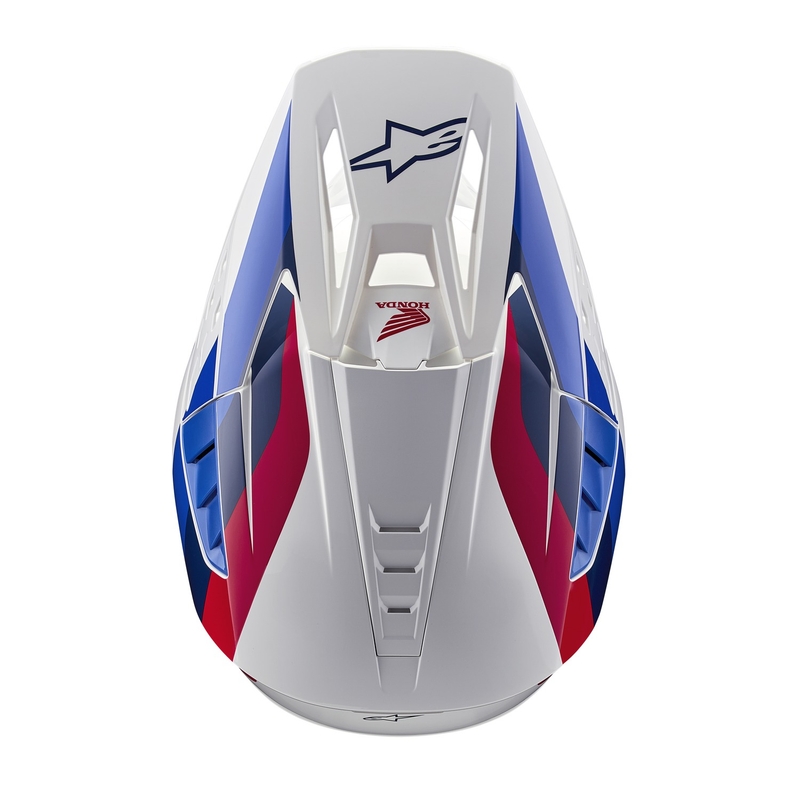 Casco de motocross Alpinestars S-M5 Honda, colección blanco-azul-rojo