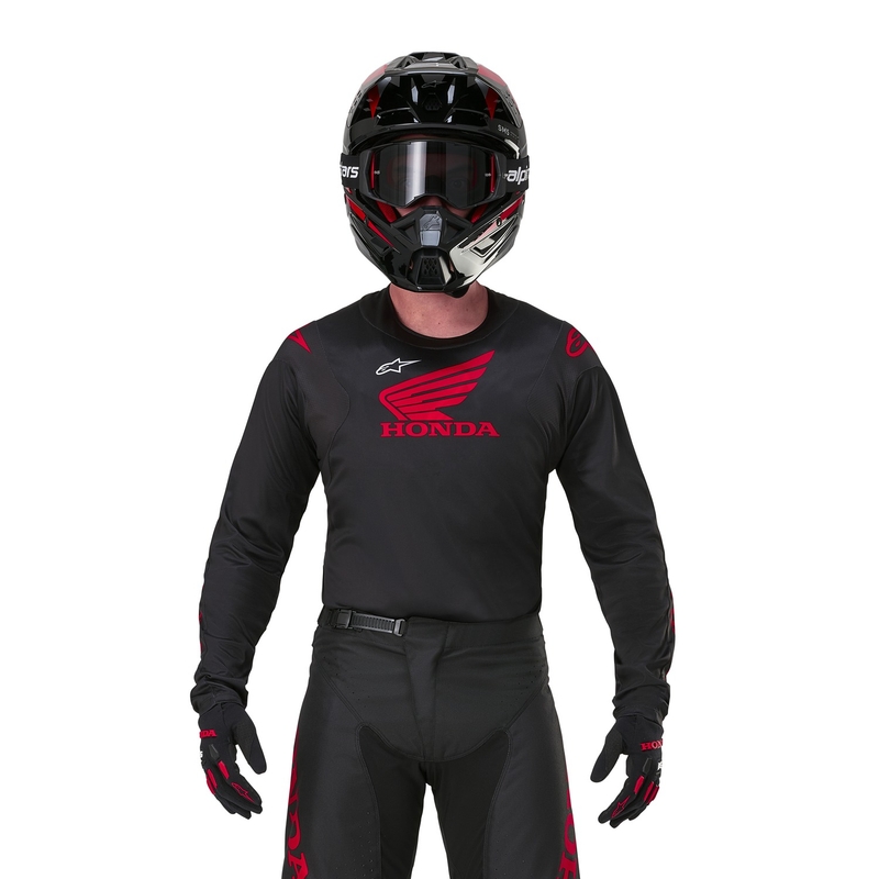 Camiseta de motocross Alpinestars Racer Iconic Honda Collection, negra y roja