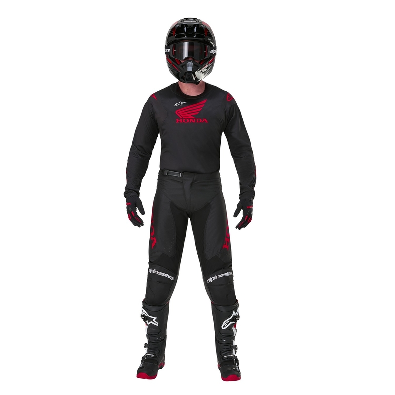 Camiseta de motocross Alpinestars Racer Iconic Honda Collection, negra y roja