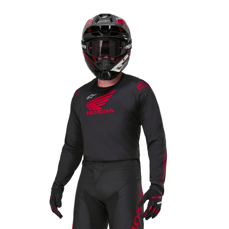 Camiseta de motocross Alpinestars Racer Iconic Honda Collection, negra y roja