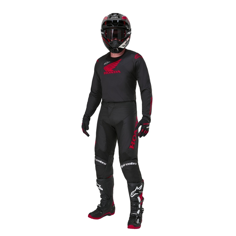 Camiseta de motocross Alpinestars Racer Iconic Honda Collection, negra y roja