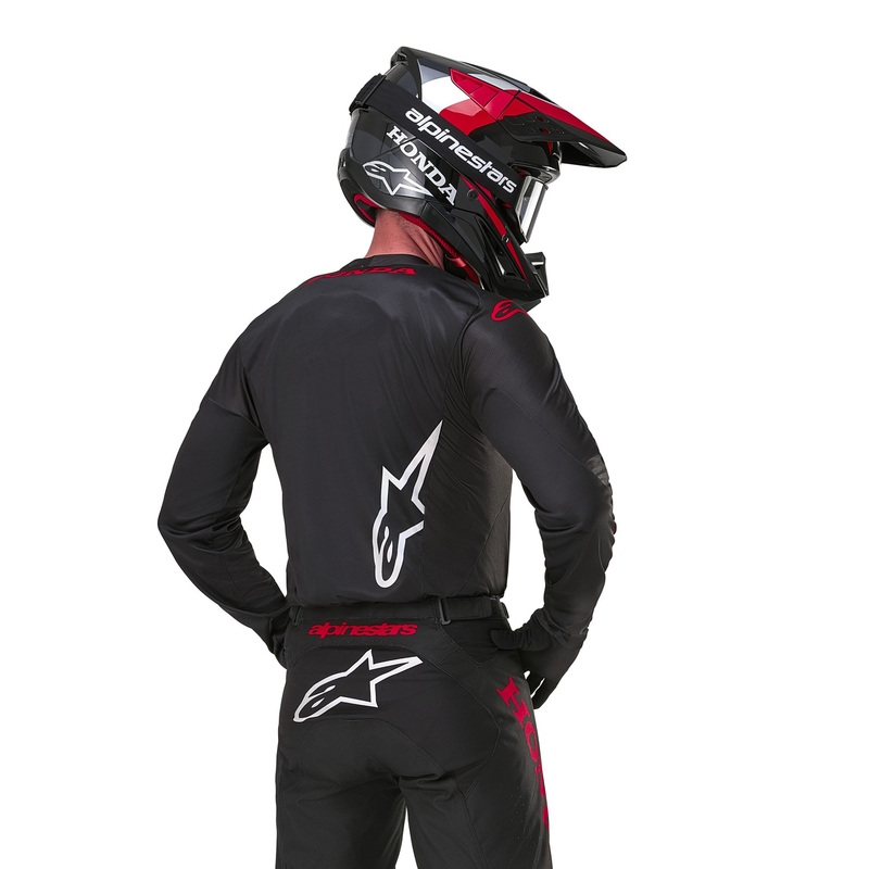 Camiseta de motocross Alpinestars Racer Iconic Honda Collection, negra y roja