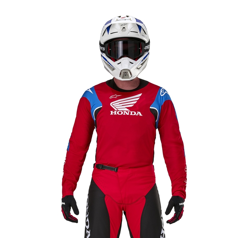 Camiseta de motocross Alpinestars Racer Iconic Honda Collection en rojo, negro, azul y blanco