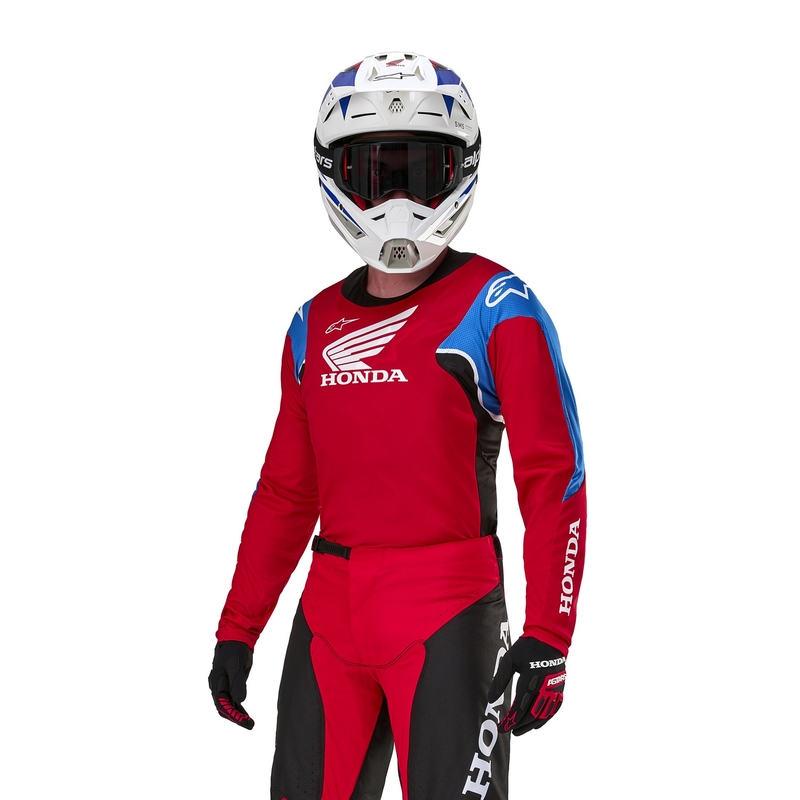 Camiseta de motocross Alpinestars Racer Iconic Honda Collection en rojo, negro, azul y blanco