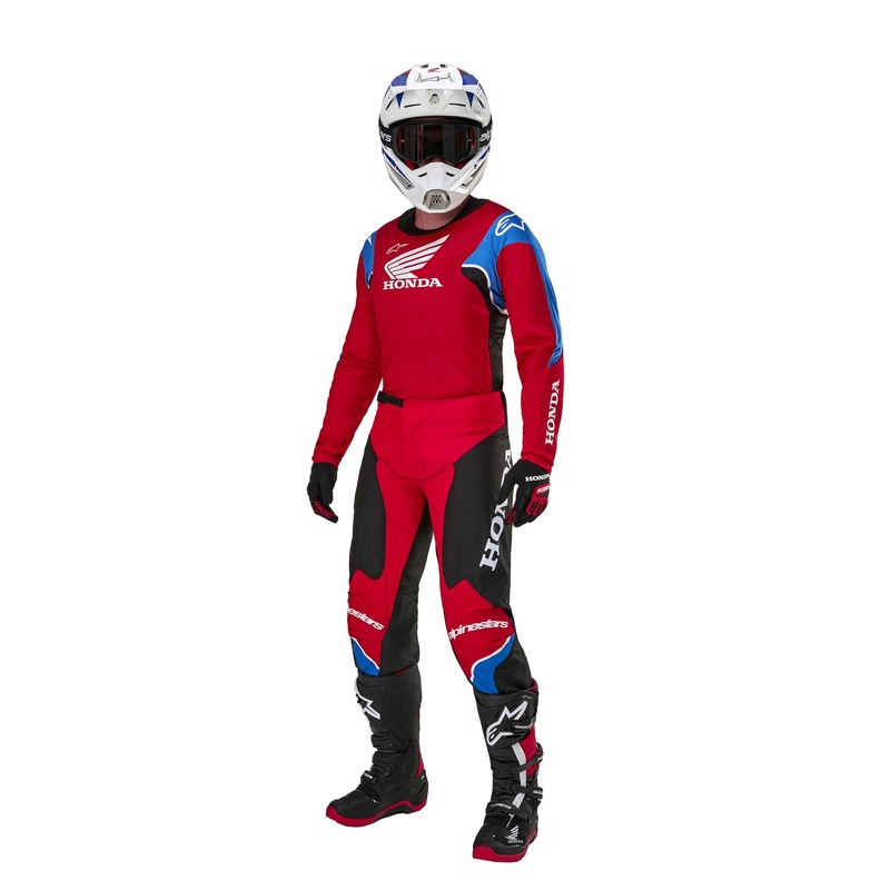 Camiseta de motocross Alpinestars Racer Iconic Honda Collection en rojo, negro, azul y blanco