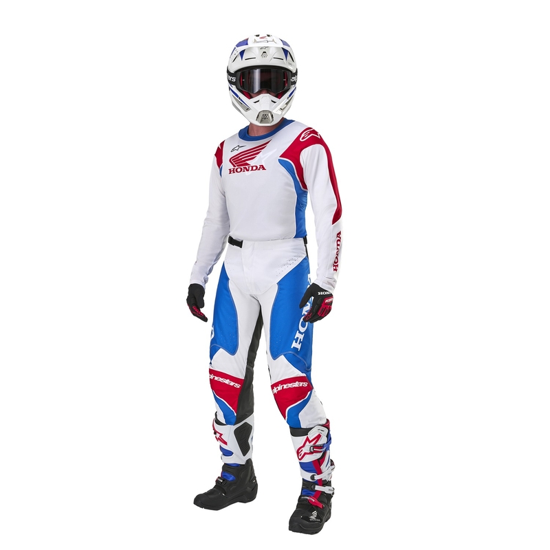 Pantalones de motocross Alpinestars Racer Iconic Honda, colección en blanco, azul, rojo y negro