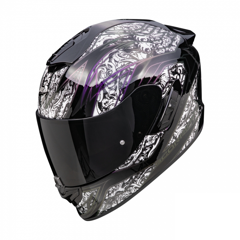 Casco integral de moto Scorpion EXO-1400 EVO II Air Fantasy negro y blanco liquidación