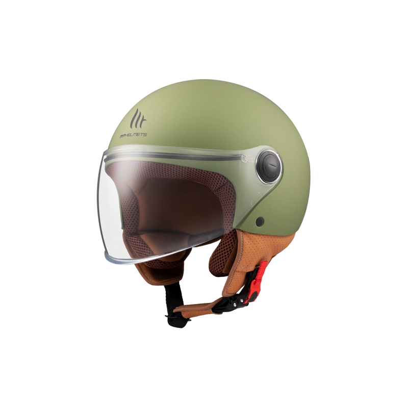 Casco de moto abierto MT Street S verde mate