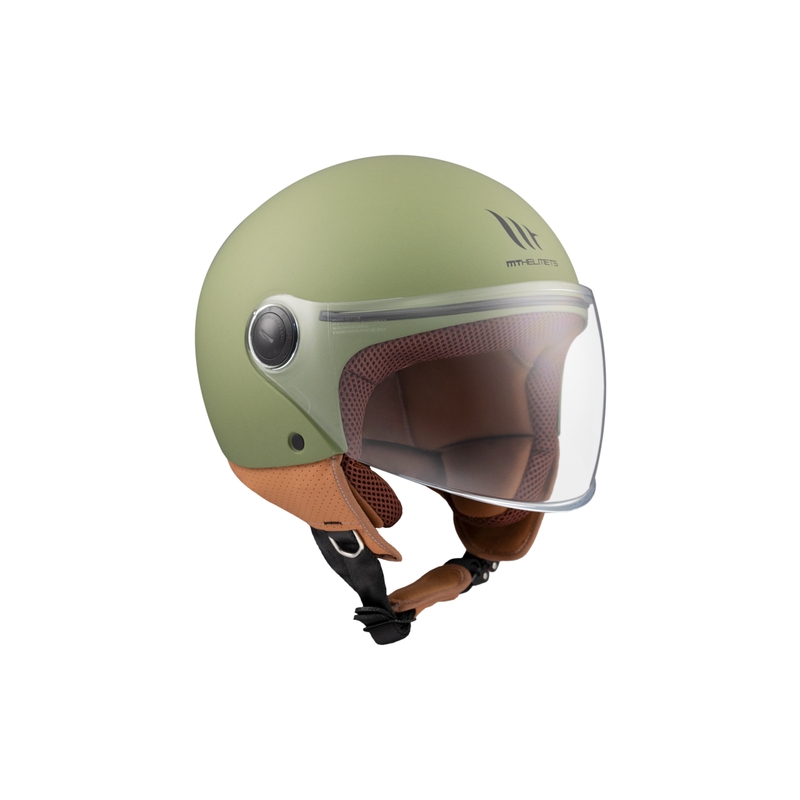 Casco de moto abierto MT Street S verde mate