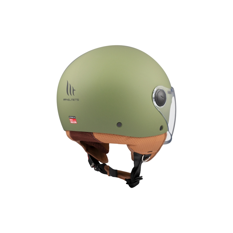 Casco de moto abierto MT Street S verde mate