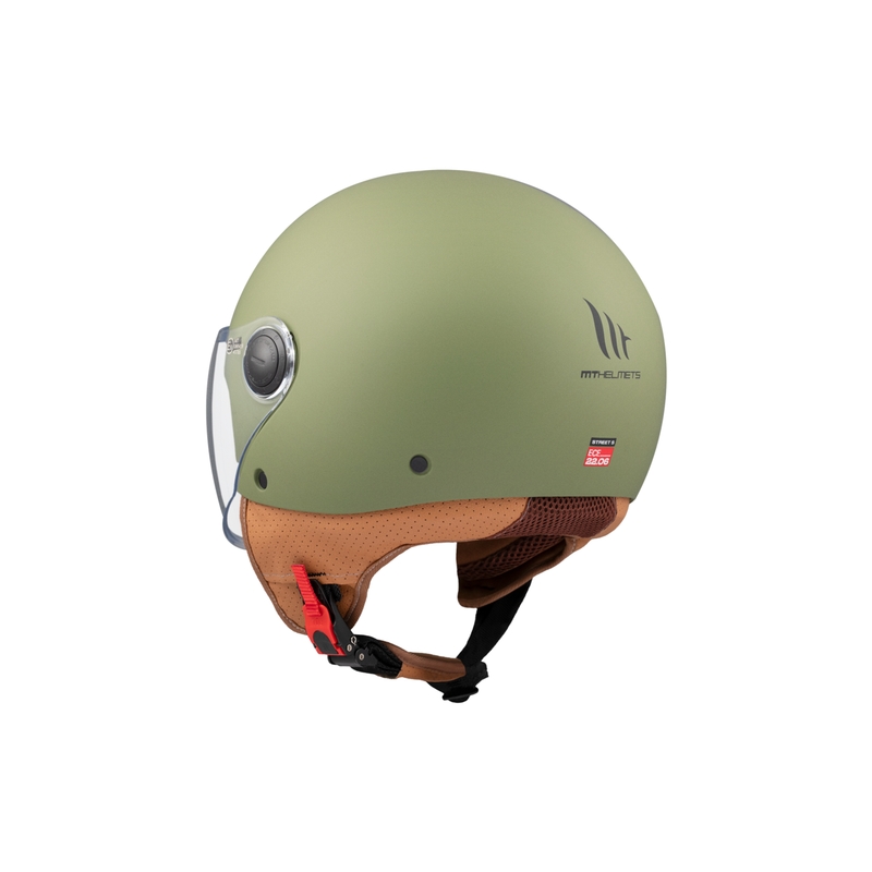 Casco de moto abierto MT Street S verde mate