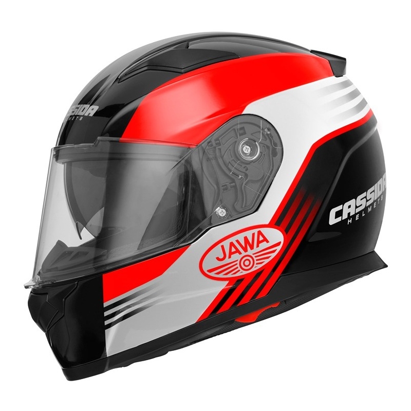 Casco de moto Cassida Apex Jawa - rojo-negro-gris
