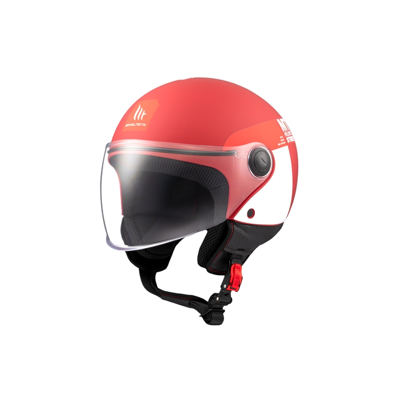 Casco de moto abierto MT STREET INBOARD C5 rojo y blanco mate