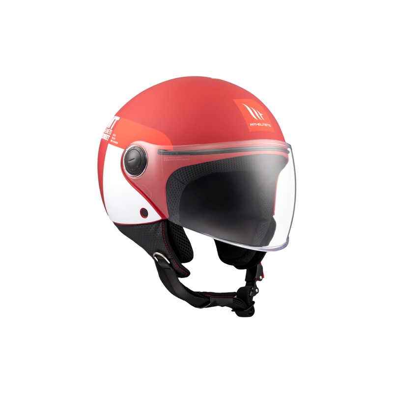 Casco de moto abierto MT STREET INBOARD C5 rojo y blanco mate