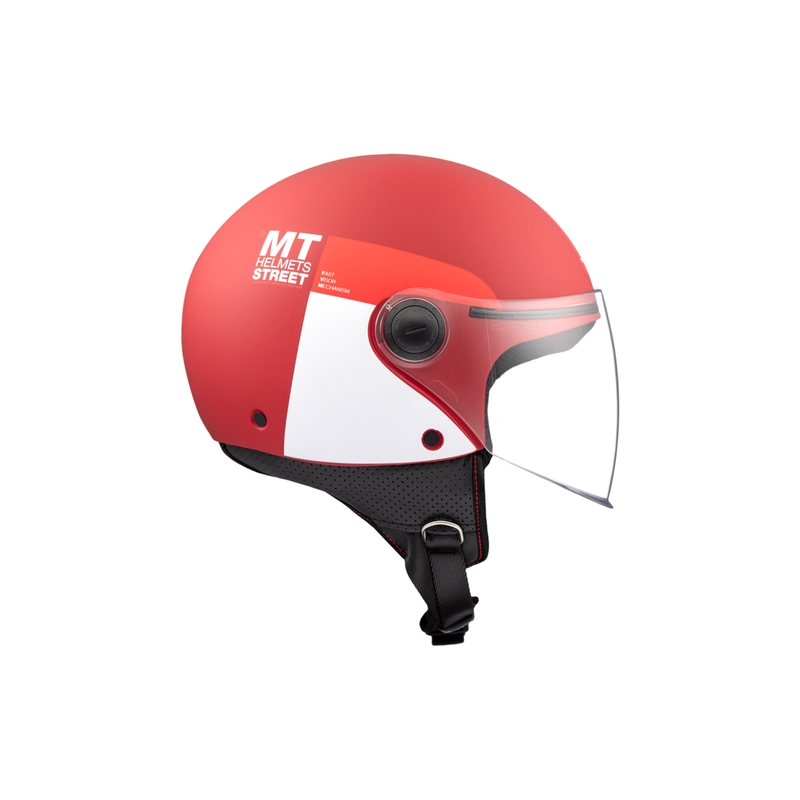 Casco de moto abierto MT STREET INBOARD C5 rojo y blanco mate