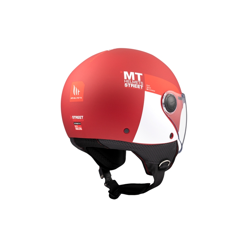Casco de moto abierto MT STREET INBOARD C5 rojo y blanco mate