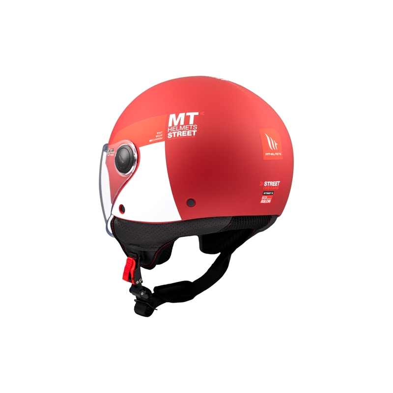 Casco de moto abierto MT STREET INBOARD C5 rojo y blanco mate