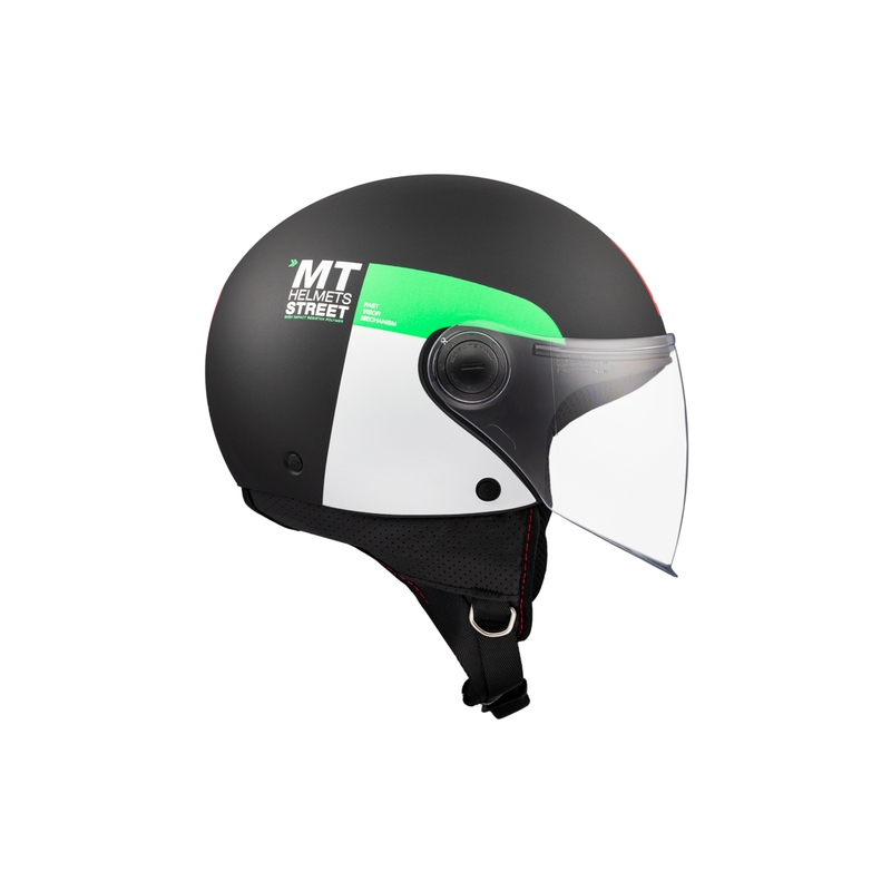 Casco de moto abierto MT STREET INBOARD D6 negro-verde mate