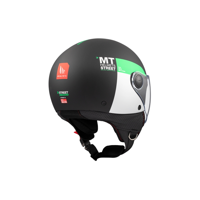 Casco de moto abierto MT STREET INBOARD D6 negro-verde mate