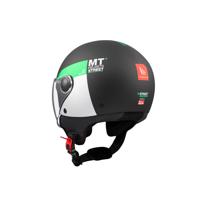 Casco de moto abierto MT STREET INBOARD D6 negro-verde mate