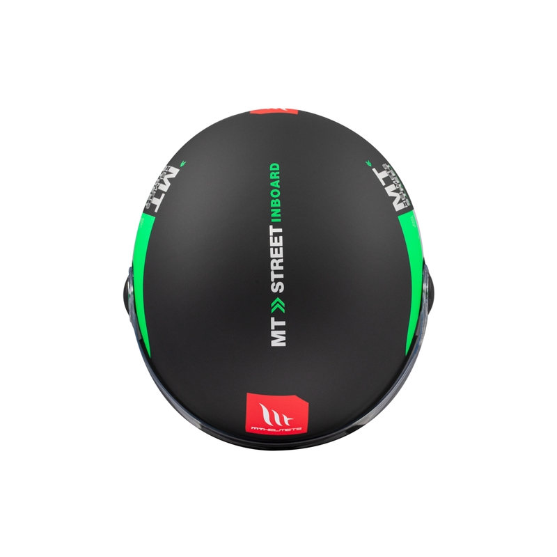 Casco de moto abierto MT STREET INBOARD D6 negro-verde mate