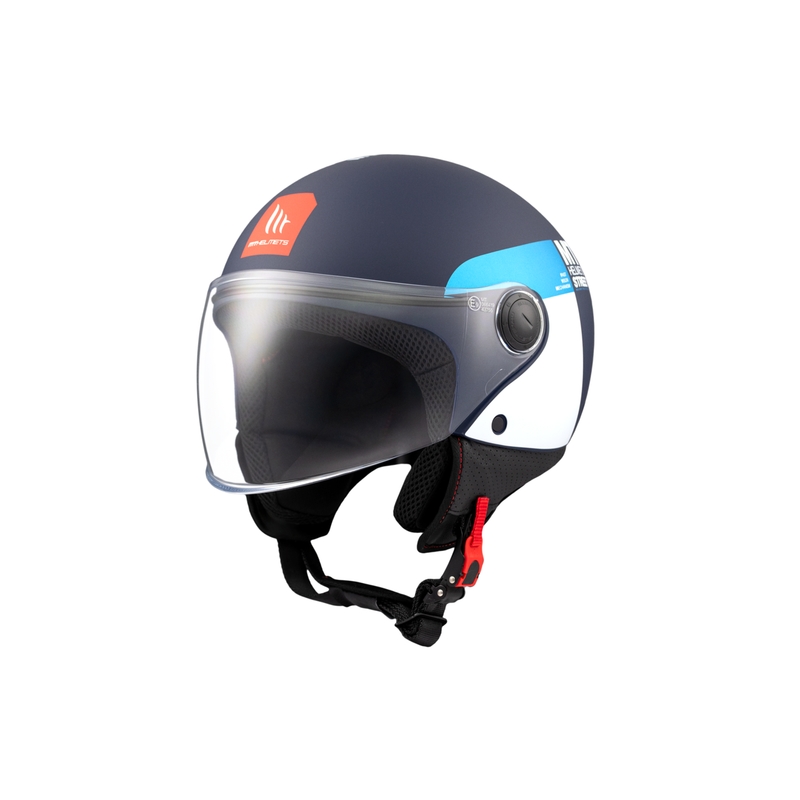 Casco de moto abierto MT STREET INBOARD C7 azul-blanco mate