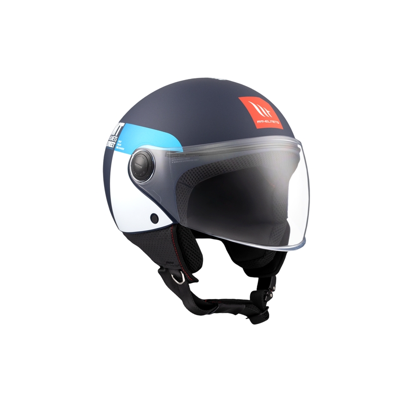 Casco de moto abierto MT STREET INBOARD C7 azul-blanco mate