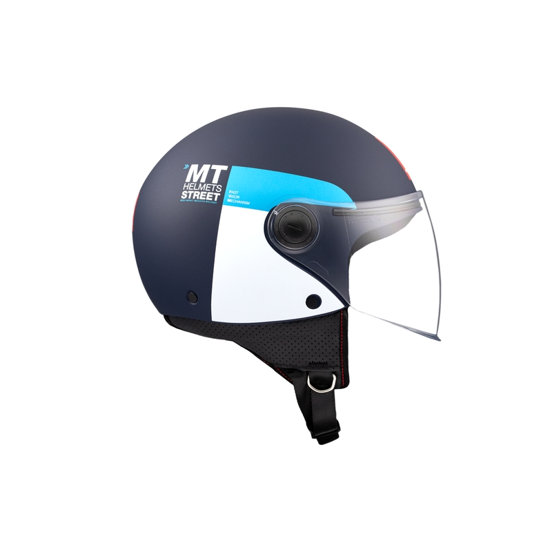 Casco de moto abierto MT STREET INBOARD C7 azul-blanco mate