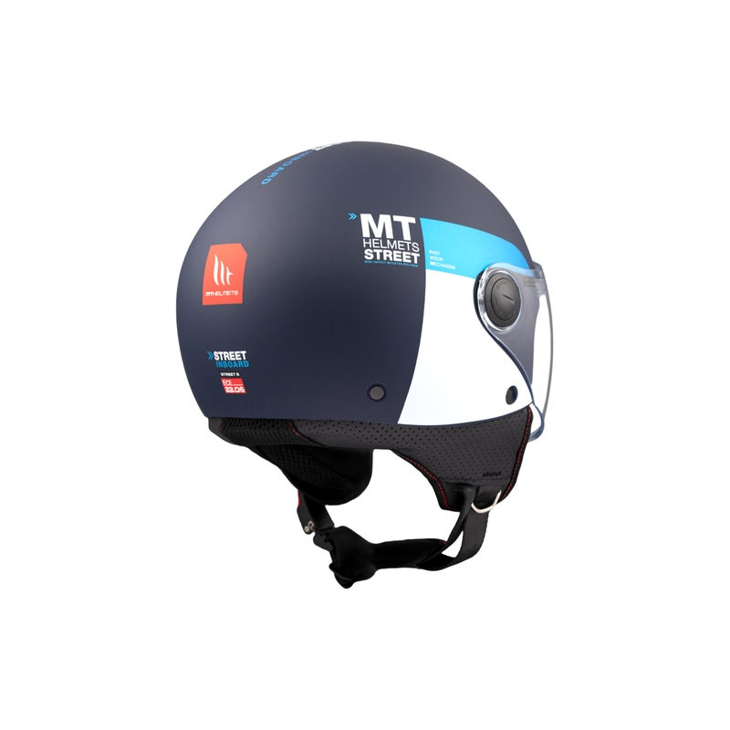Casco de moto abierto MT STREET INBOARD C7 azul-blanco mate