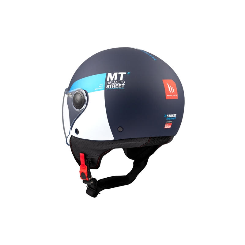 Casco de moto abierto MT STREET INBOARD C7 azul-blanco mate