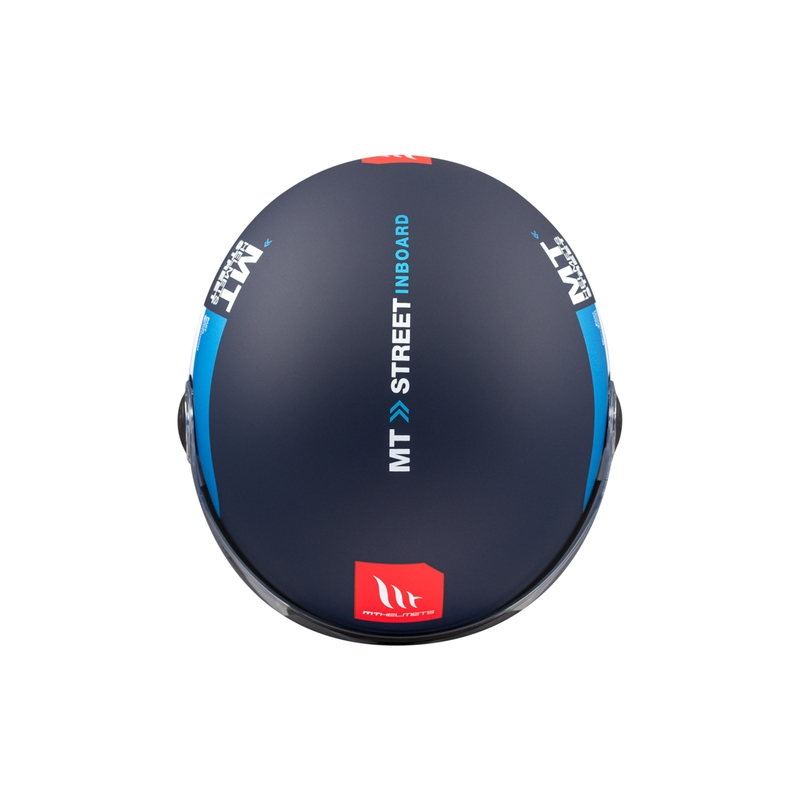 Casco de moto abierto MT STREET INBOARD C7 azul-blanco mate