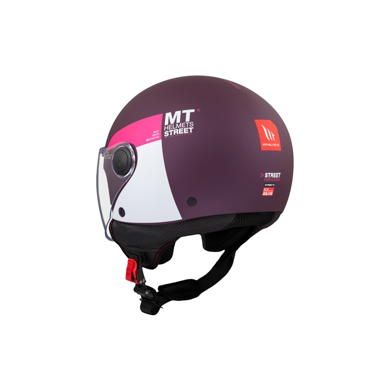Casco de moto abierto MT STREET INBOARD C8 mate púrpura-rosa