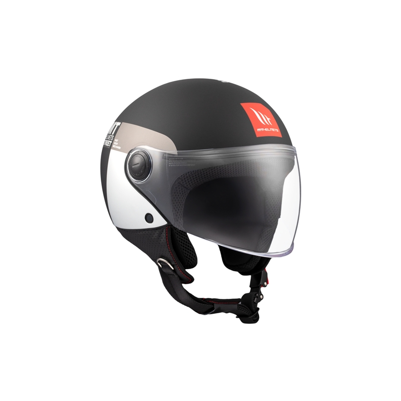 Casco de moto jet MT STREET INBOARD D2 negro mate-plata