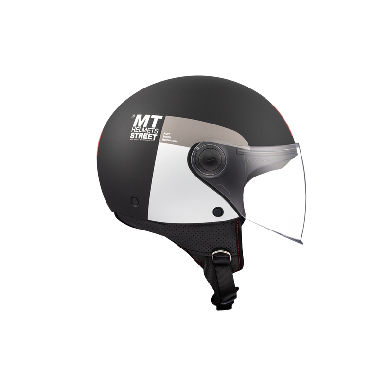 Casco de moto jet MT STREET INBOARD D2 negro mate-plata