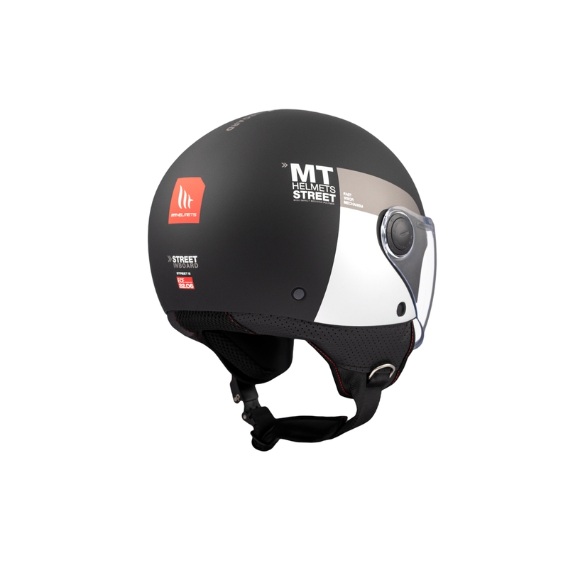 Casco de moto jet MT STREET INBOARD D2 negro mate-plata