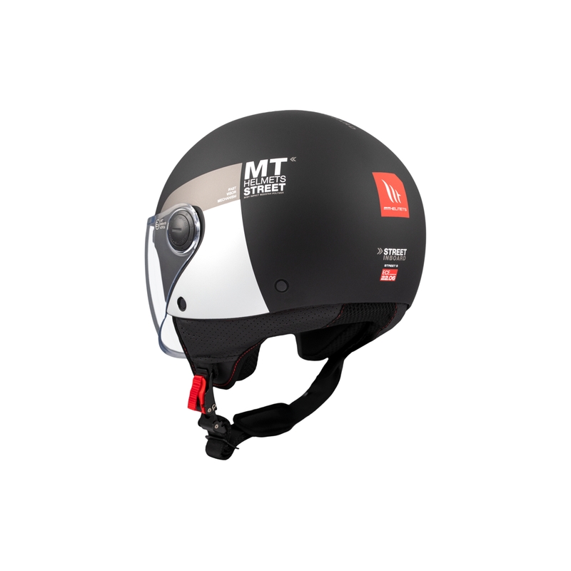 Casco de moto jet MT STREET INBOARD D2 negro mate-plata
