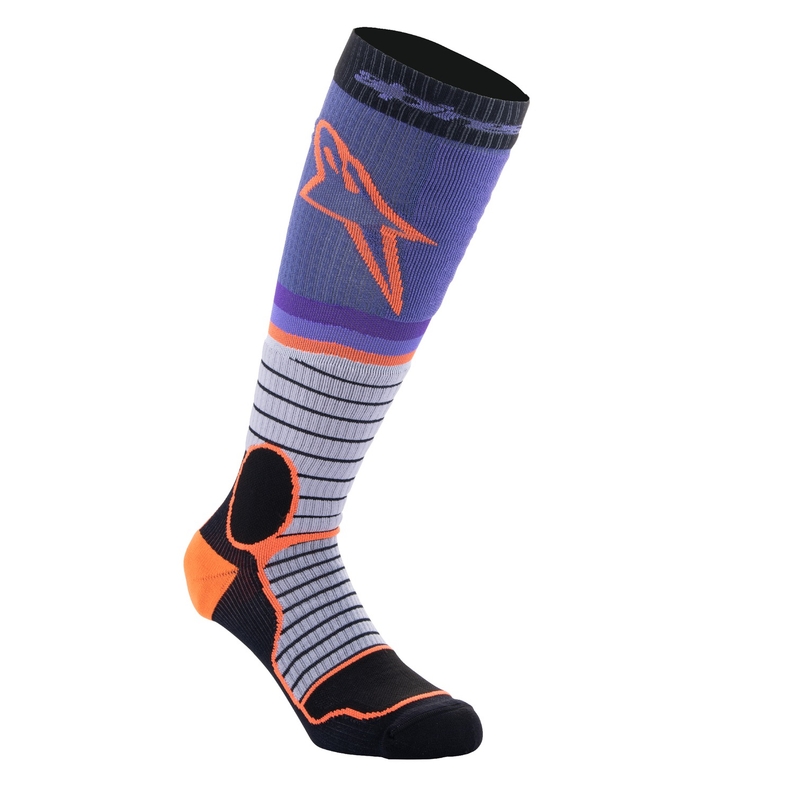 Calcetines Alpinestars MX PRO en negro, gris, morado y naranja