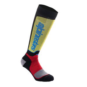 Calcetines Alpinestars MX Plus negro-rojo fluo-amarillo fluo-azul