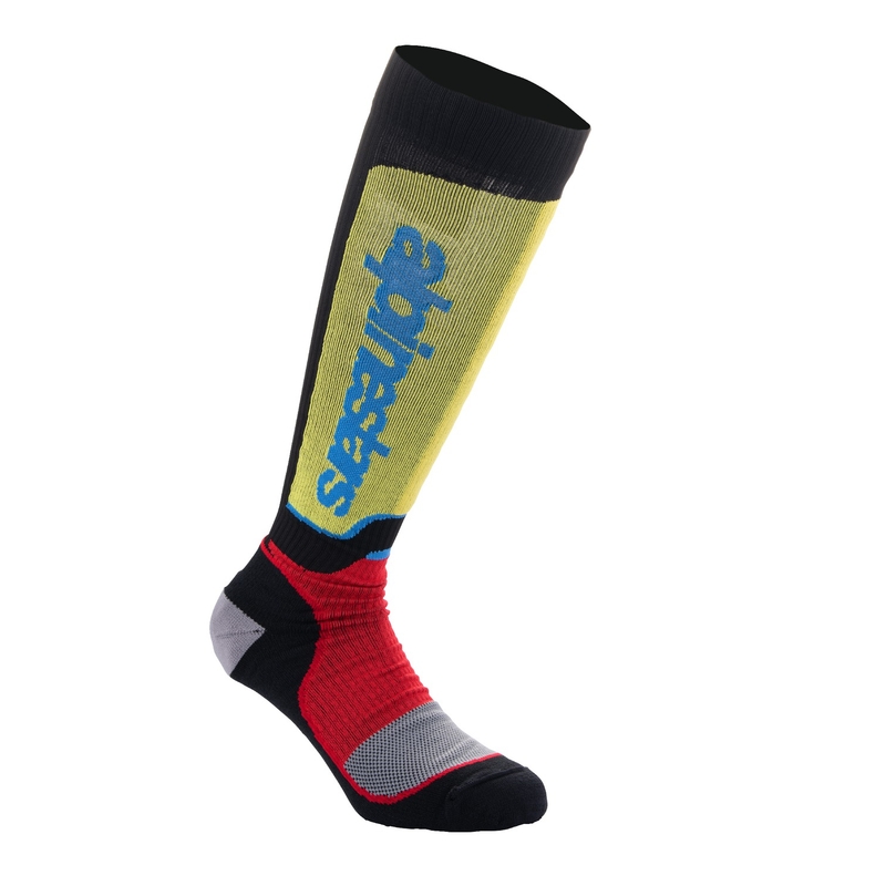 Calcetines Alpinestars MX Plus negro-rojo fluo-amarillo fluo-azul