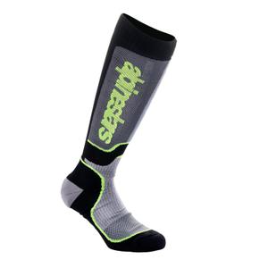 Calcetines Alpinestars MX Plus para niños en negro, gris y amarillo fluorescente