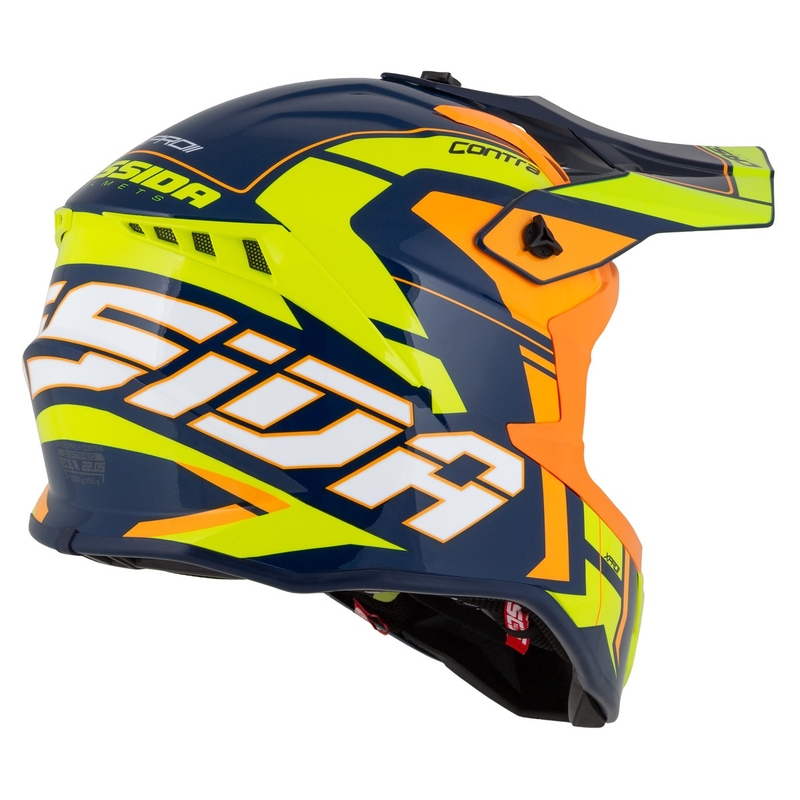 Casco de motocross Cassida Cross Pro 2 Contra fluo amarillo-naranja-azul