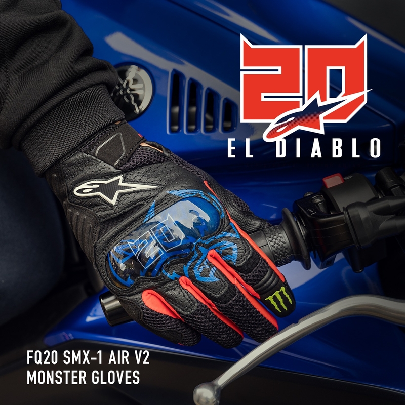 Guantes de moto Alpinestars SMX-1 Air 2 Monster FQ20 Negro-Rojo-Azul-Blanco-Verde