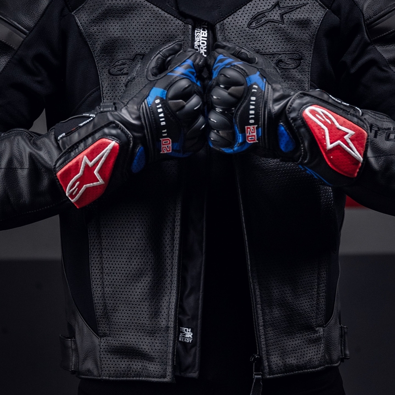 Guantes de moto Alpinestars SP-8 3 Monster FQ20 Negro-Rojo-Azul-Blanco