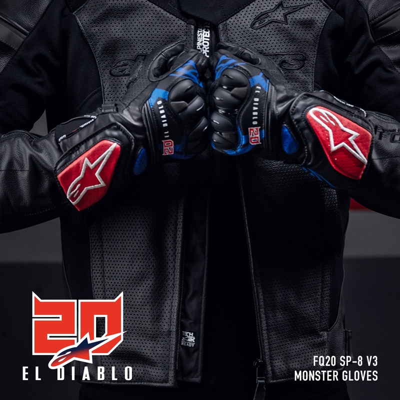 Guantes de moto Alpinestars SP-8 3 Monster FQ20 Negro-Rojo-Azul-Blanco