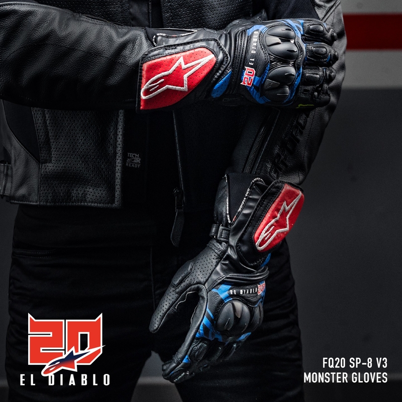 Guantes de moto Alpinestars SP-8 3 Monster FQ20 Negro-Rojo-Azul-Blanco