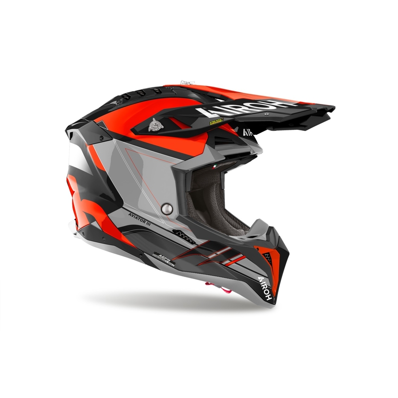 Casco motocross Airoh Aviator 3 Saber 2024 naranja brillante