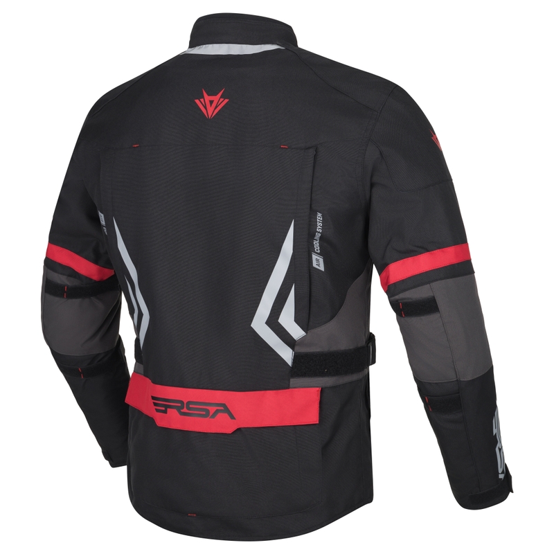 Chaqueta de moto RSA Storm negra-gris-roja